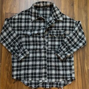 Black and white plaid button up